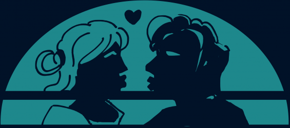 Illustration zum Boku Ball 2026 - Liebspaar in einem Fenster